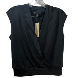 NWT Banana Republic Black Sleeveless Wrap Blouse XS‎